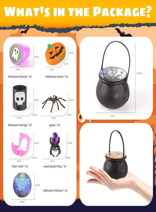 ShyLizard Halloween Party Favors Bulk for Kids, 24 Pack Prefilled Witch Cauldrons with Halloween Toys for Halloween Party Supplies, Halloween Goodie Bag Fillers, Halloween Miniatures Novelty Toys - Image 3